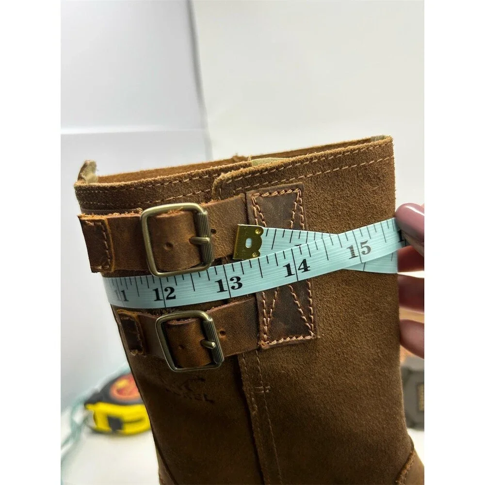 SOREL Major Pull On Mid-Calf Boots Womens Brown Double Buckle Riding Boot Size 7